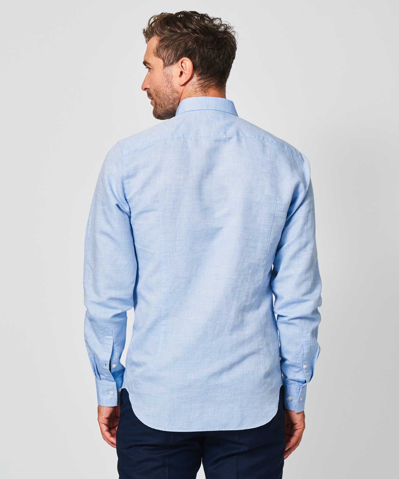 Shirt Portofino Light Blue Linen Shirt Extra Long Sleeve The Shirt Factory