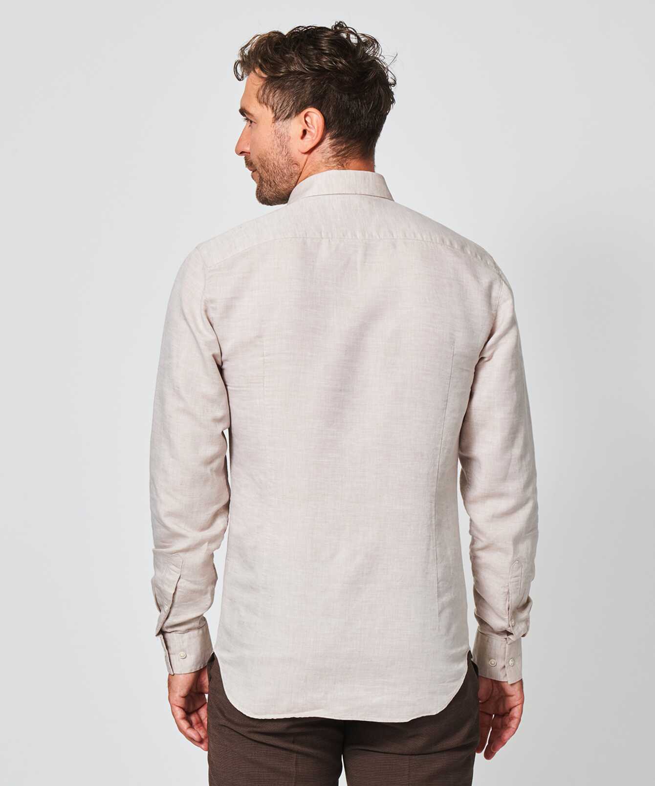 Shirt Portofino Beige Linen Shirt Extra Long Sleeve The Shirt Factory