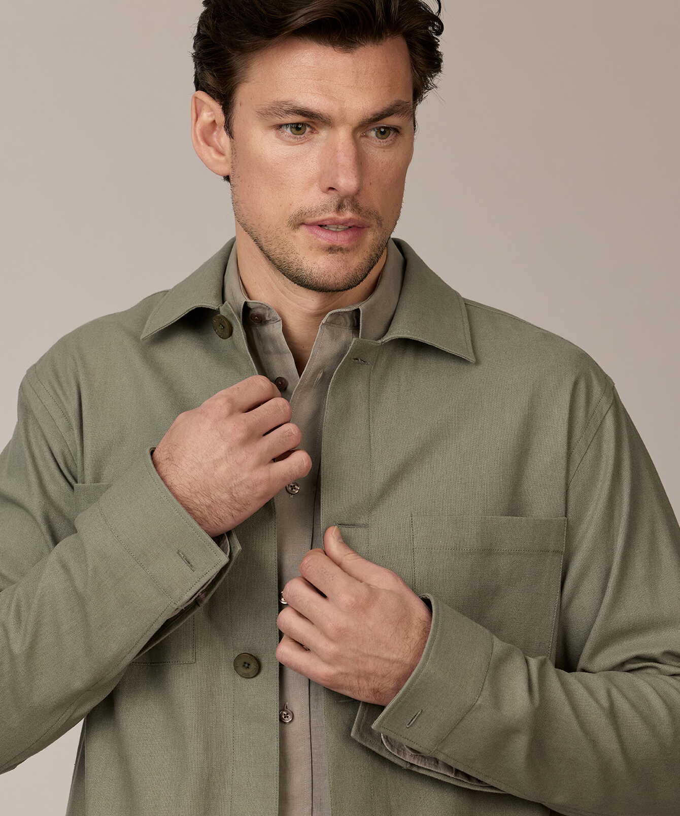 Shirt Eric Ivy Linen Green Overshirt The Shirt Factory