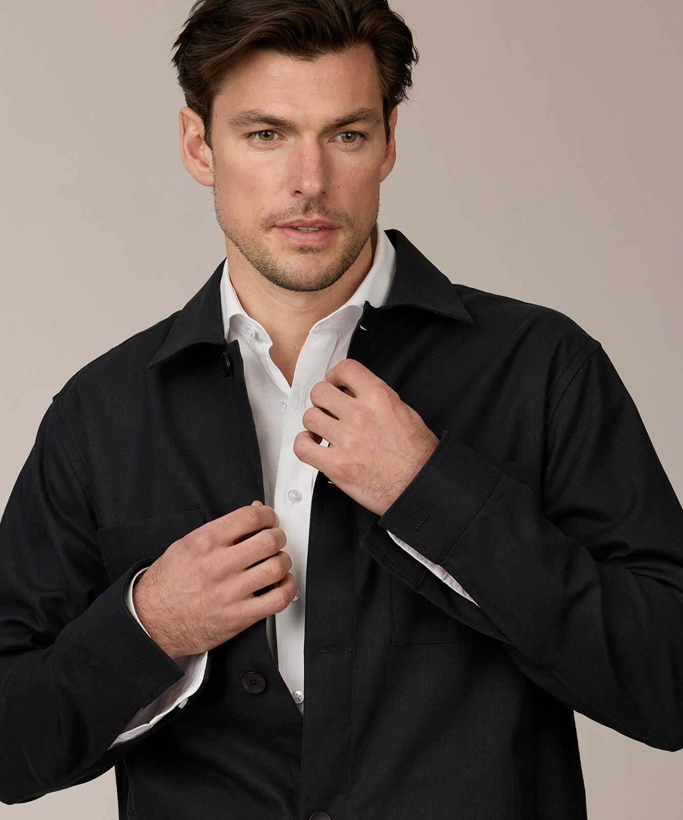 Shirt Eric Ivy Linen Black Overshirt The Shirt Factory