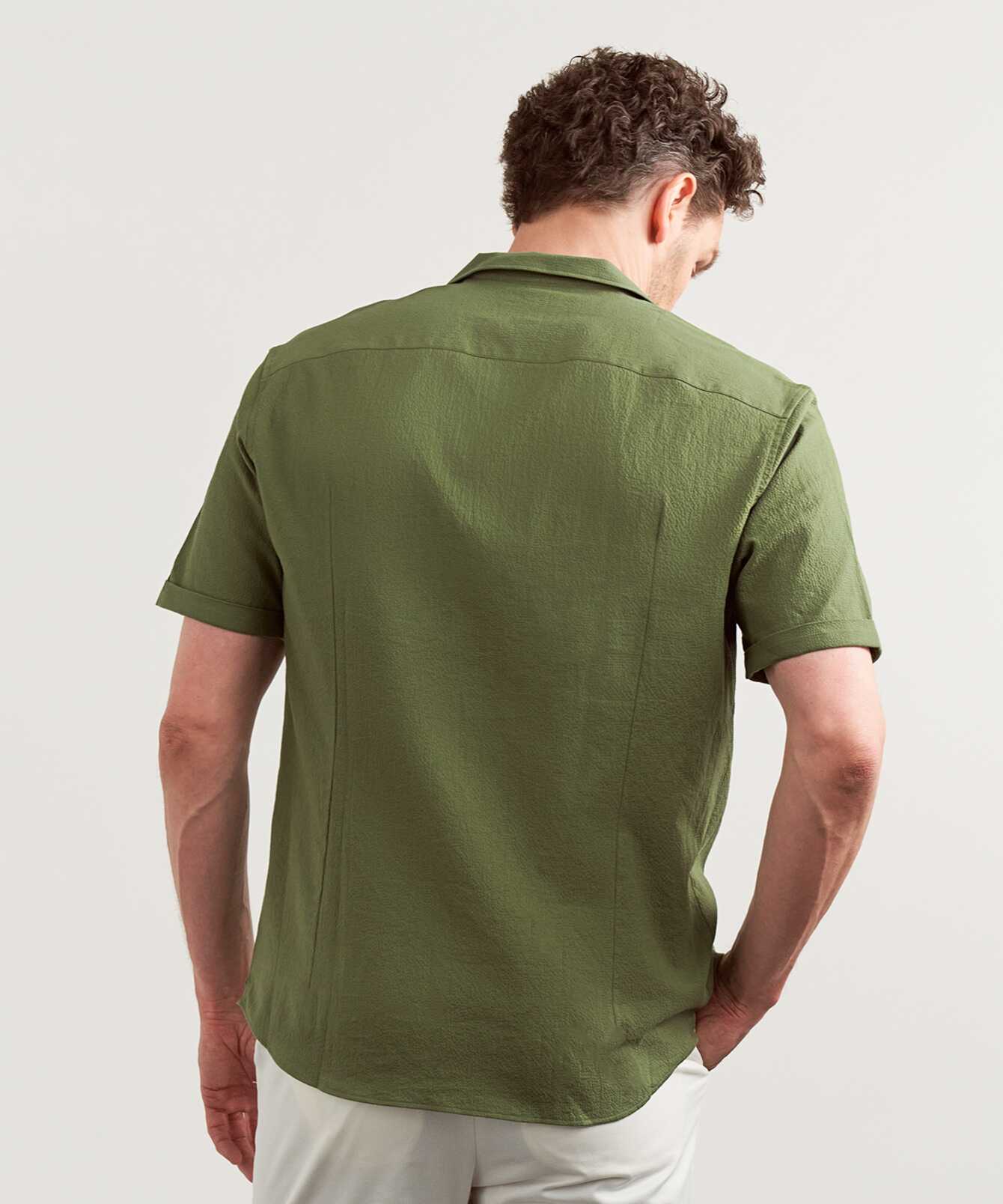 Shirt Belize Green Short Sleeve Seersucker Shirt The Shirt Factory