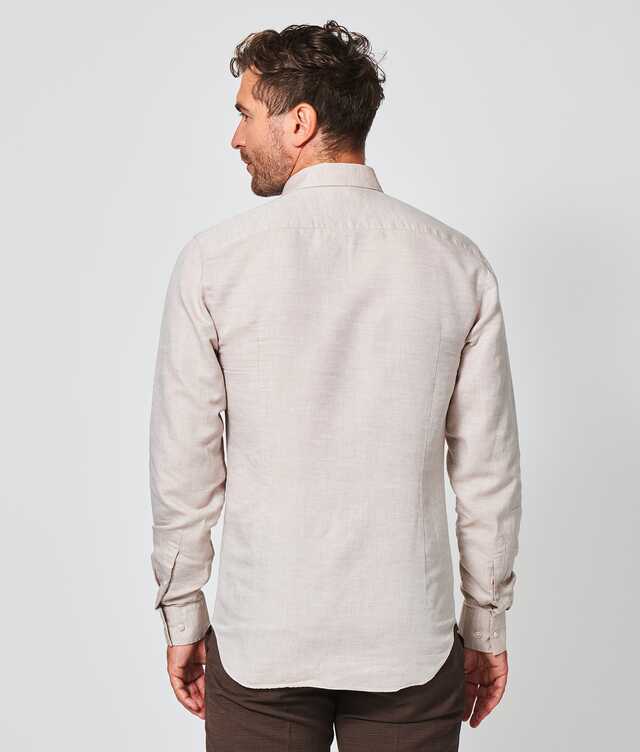 Portofino Beige Linen Shirt Extra Long Sleeve The Shirt Factory