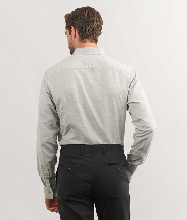 Costello Light Grey Twill Shirt in Brushed Cotton The Shirt Factory