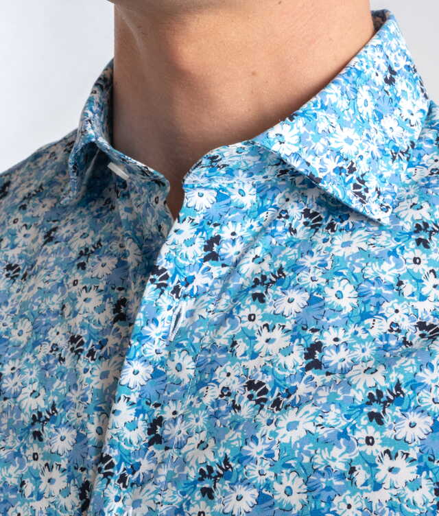 Kauai Turquoise Floral Printed Shirt The Shirt Factory