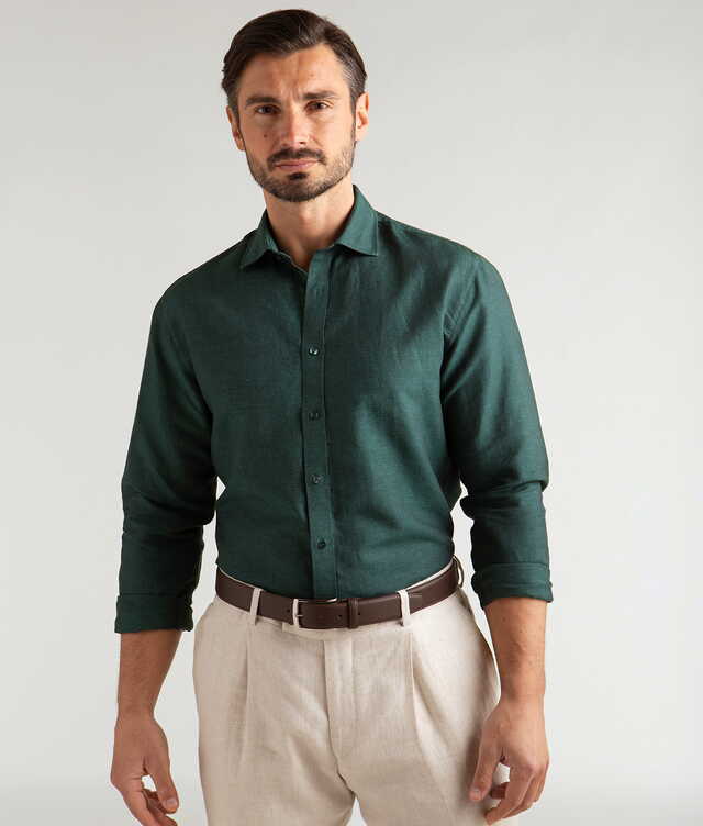 Como Emerald Green Linen Shirt The Shirt Factory