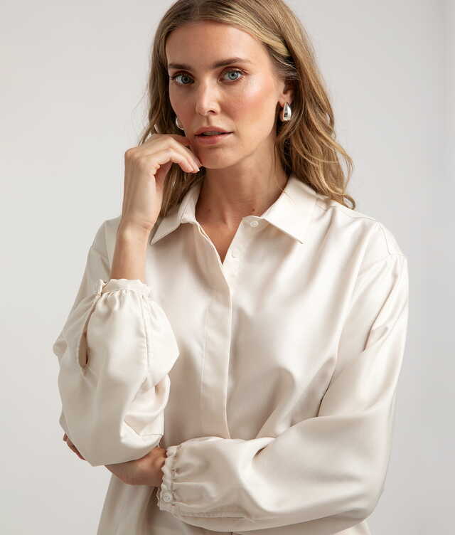 Ina Tencel Luxe Sand Blouse The Shirt Factory