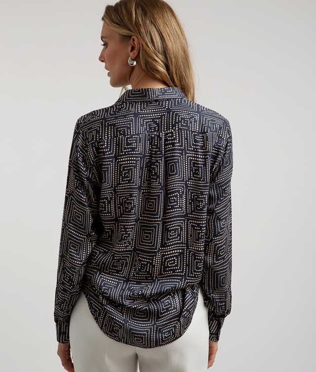 Ellie Art Deco Blue Blouse The Shirt Factory
