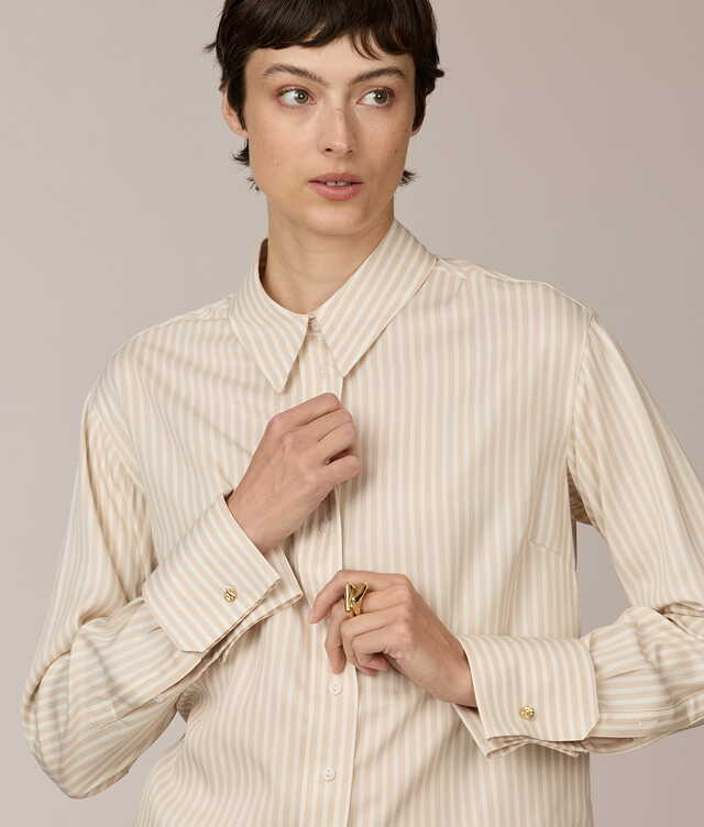 Piper Legacy Stripe Ljusbeige Skjorta The Shirt Factory