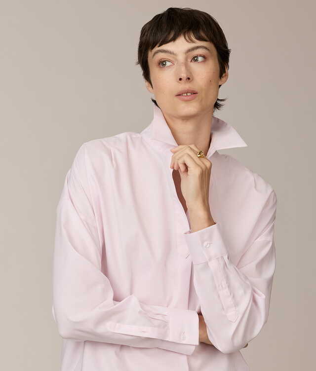 Mia Oxford Stripe Ljusrosa Pop Over Skjorta The Shirt Factory