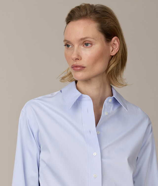 Piper Cotton Crest Sateen Ljusblå Skjorta The Shirt Factory