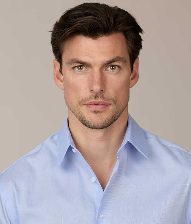 Piccadilly Micro Houndstooth Blå Skjorta The Shirt Factory