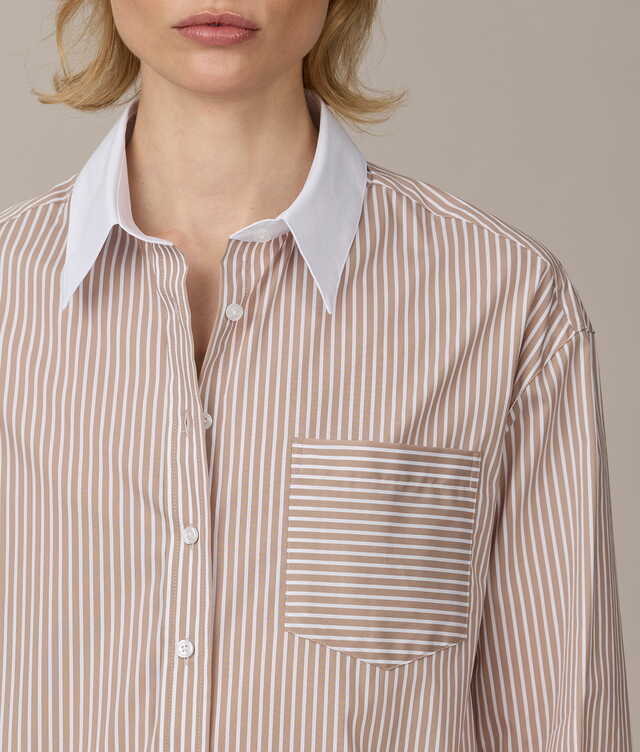 Mireya Savona Poplin Stretch Beige Skjorta The Shirt Factory