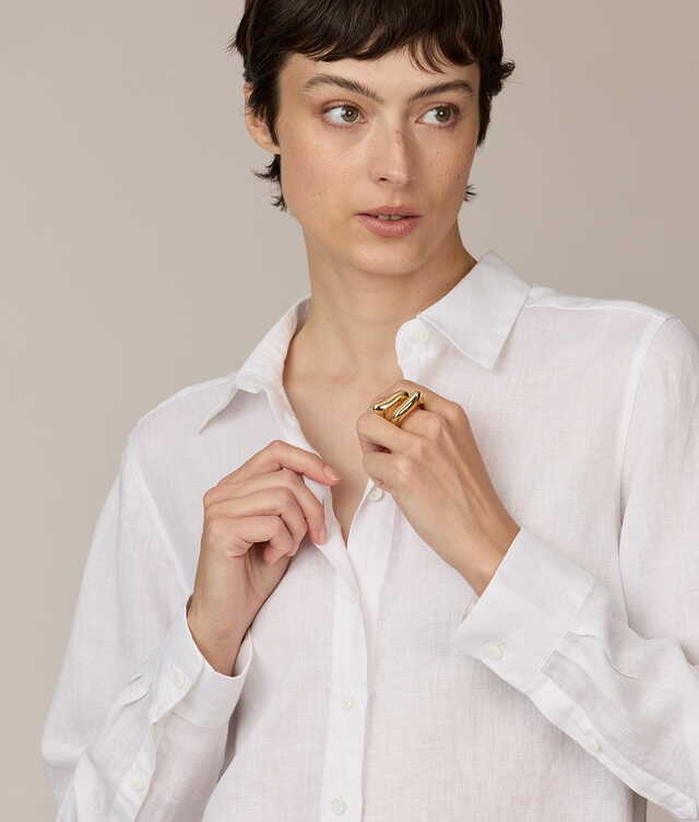 Ellie Riviera Linen Vit Skjorta The Shirt Factory