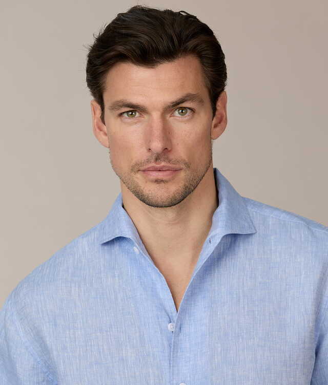 Riviera Linen Blå Linneskjorta The Shirt Factory