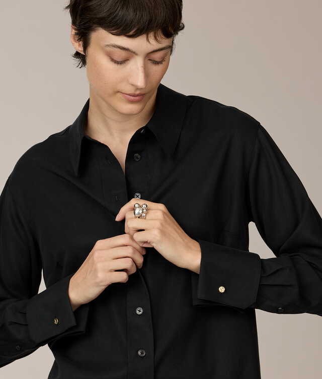 Piper Soft Lyocell Svart skjorta The Shirt Factory