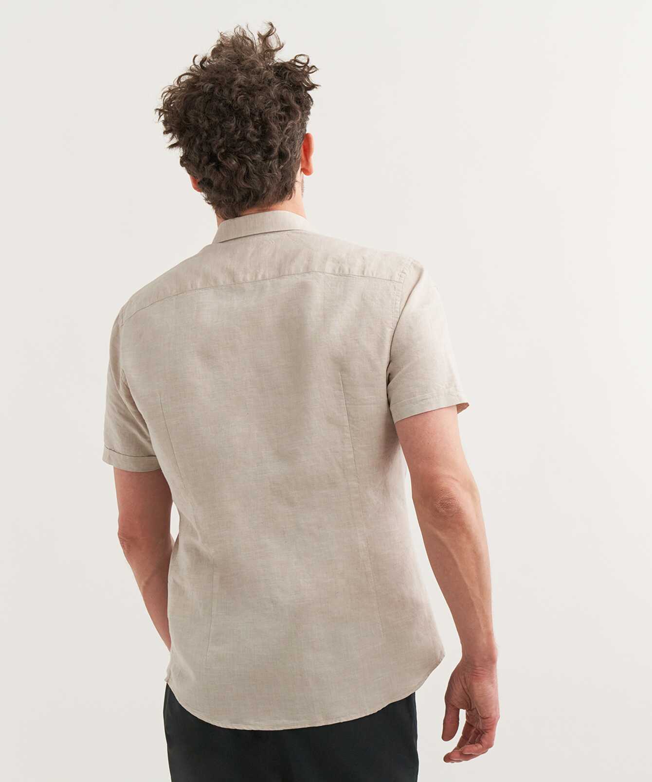 Shirt Portofino Beige Short Sleeve Linen Shirt  The Shirt Factory