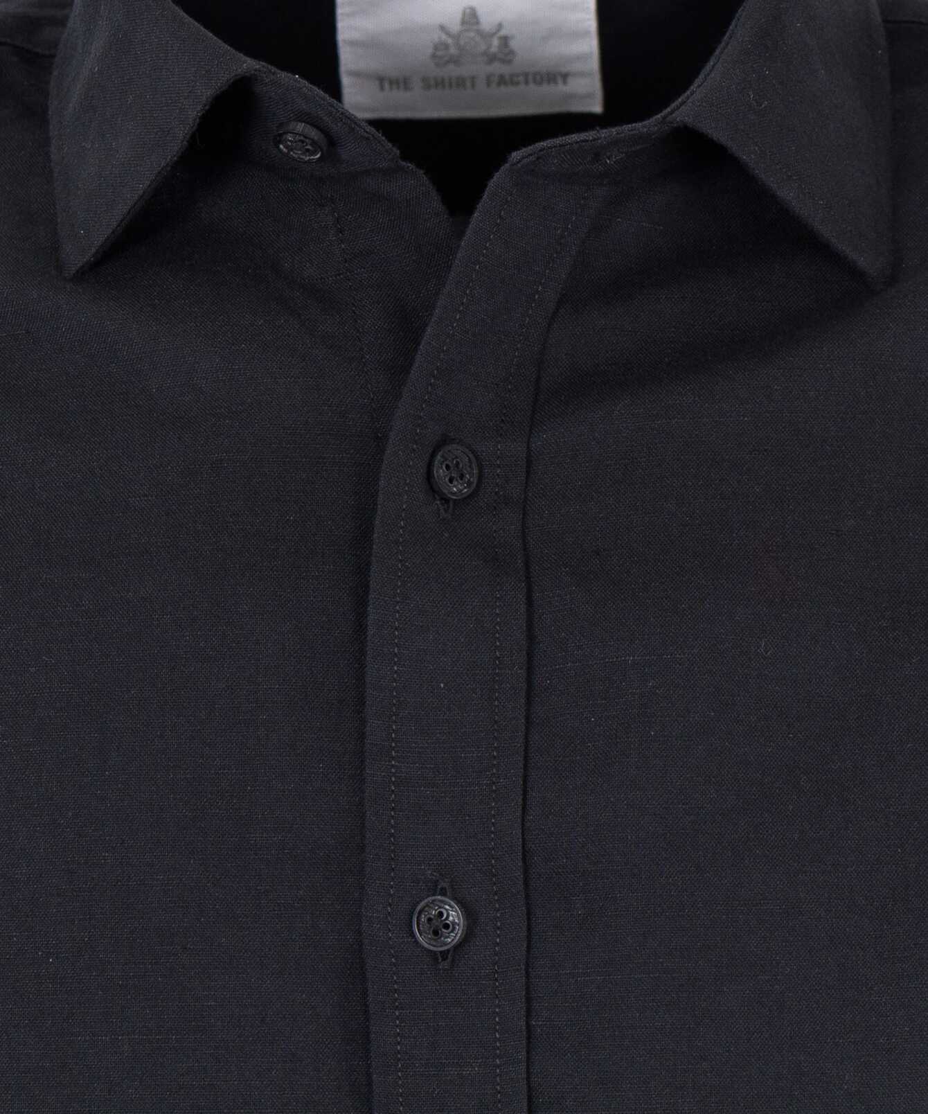 Shirt Portofino Black Linen Shirt Extra Long Sleeve The Shirt Factory
