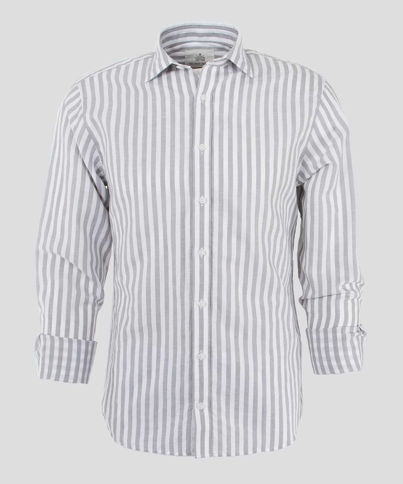 Shirt Linen Stripe Grey The Shirt Factory
