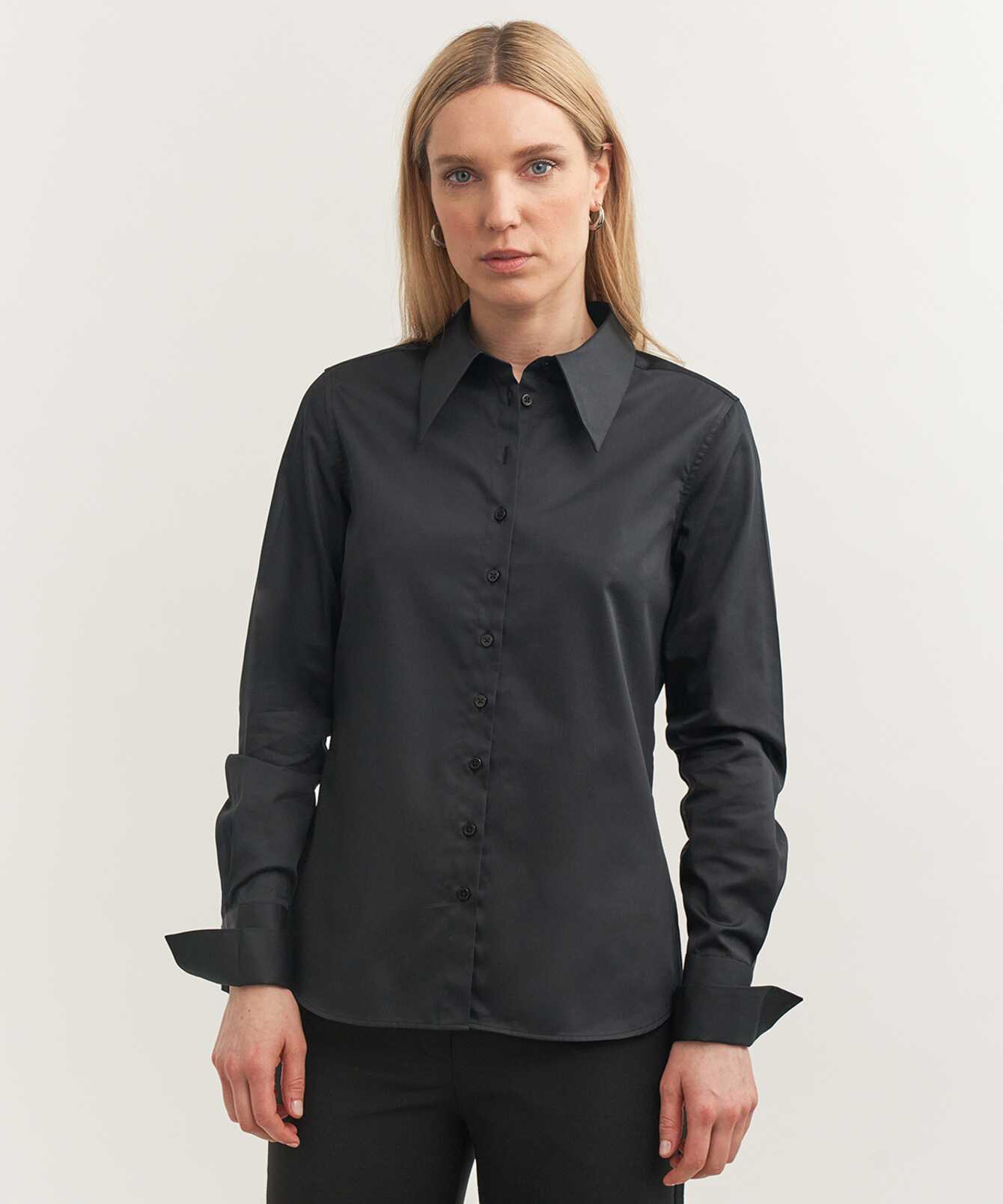 Shirt Eloise Black Shirt in Poplin  The Shirt Factory