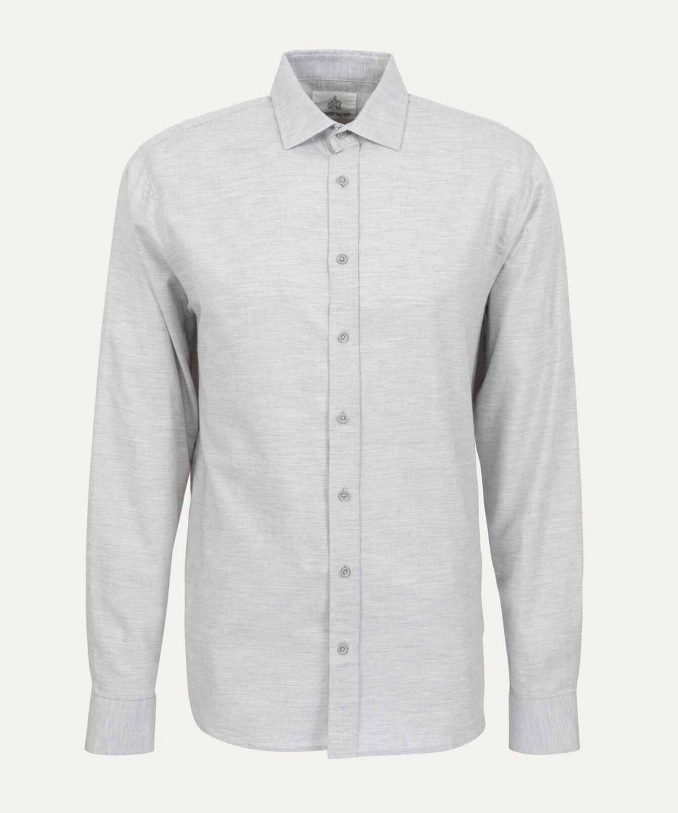 Shirt Costello Light Grey Twill Shirt in Brushed Cotton The Shirt Factory