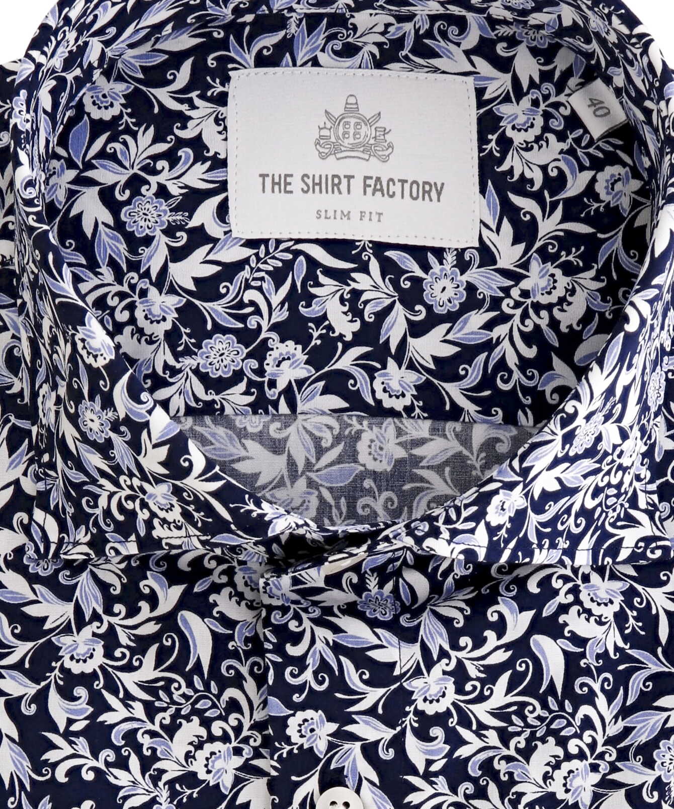 Skjorta Braga Blå Blommig Poplinskjorta The Shirt Factory