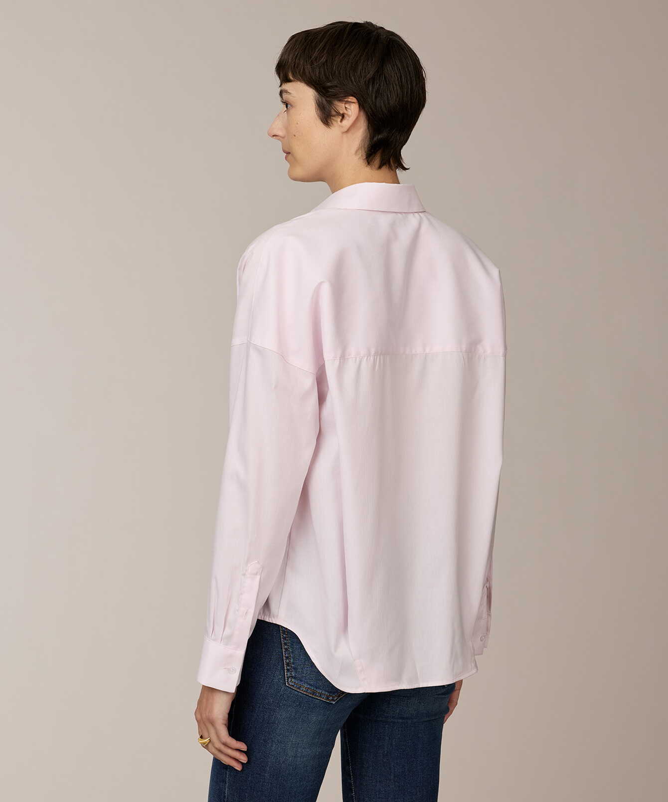 Shirt Mia Oxford Stripe Light Pink Pop Over Shirt The Shirt Factory
