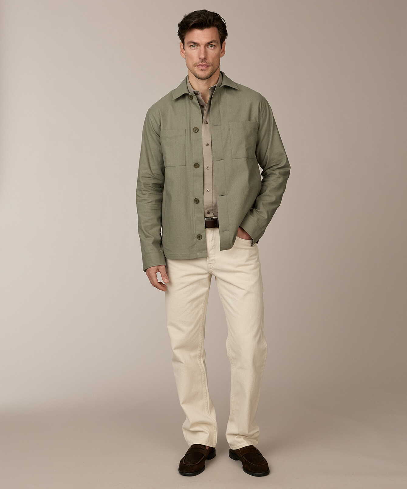 Shirt Eric Ivy Linen Green Overshirt The Shirt Factory