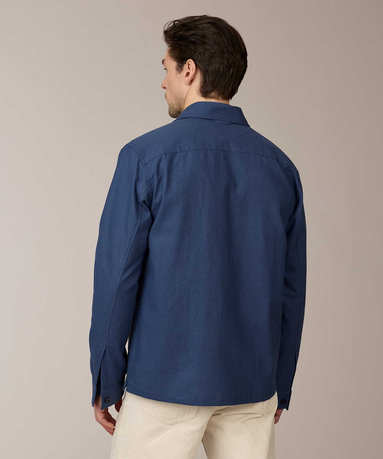 Skjorta Eric Ivy Linen Mörkblå Overshirt The Shirt Factory