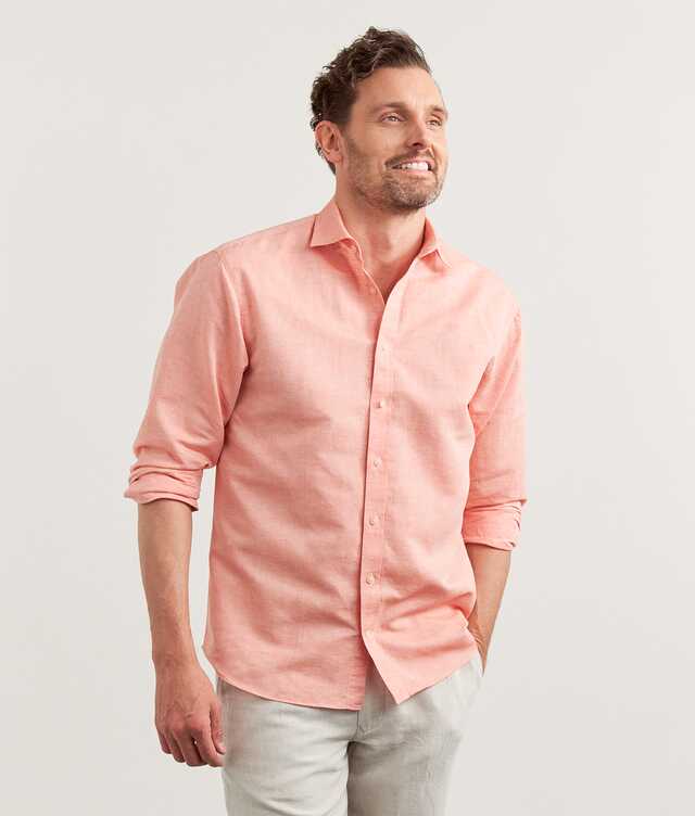 Regular fit - Portofino Orange Linen Shirt 