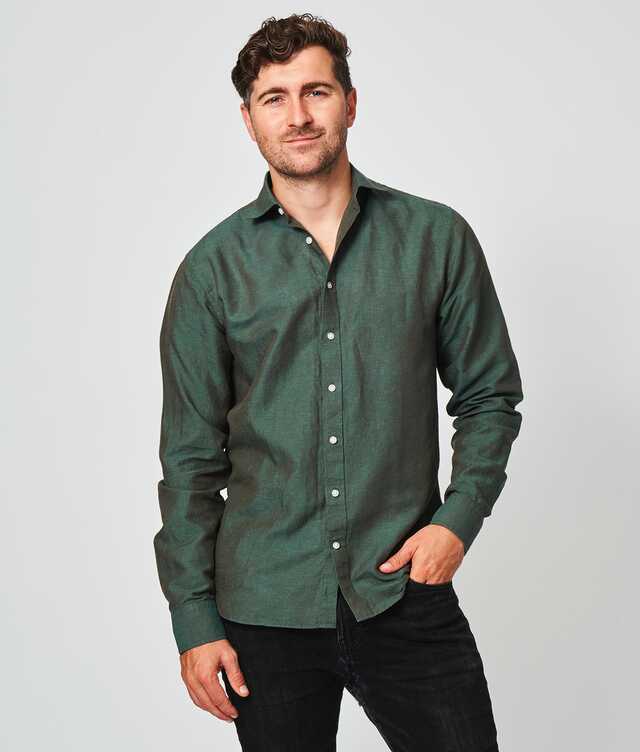 Regular fit - Portofino Green Linen Shirt 