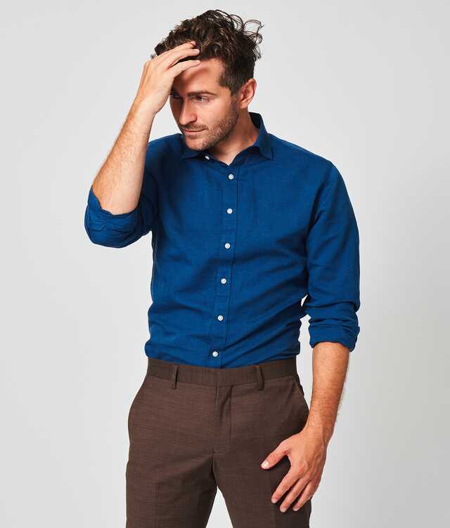 Regular fit - Portofino Dark Blue Linen Shirt 