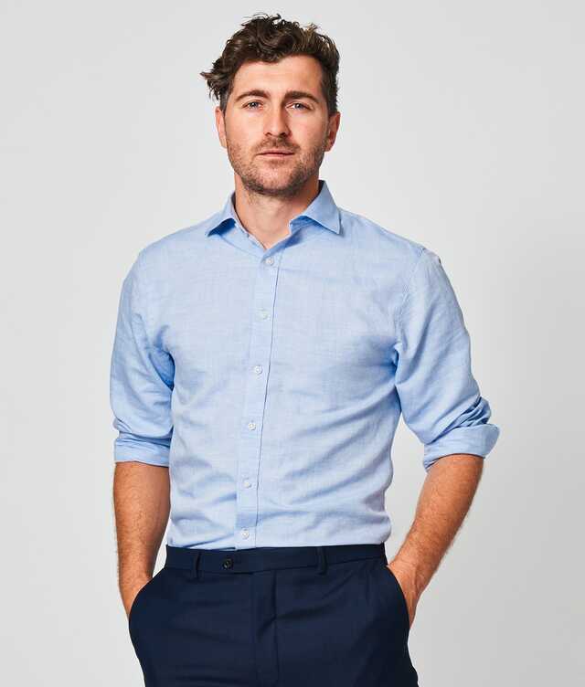Slim fit - Portofino Light Blue Linen Shirt 