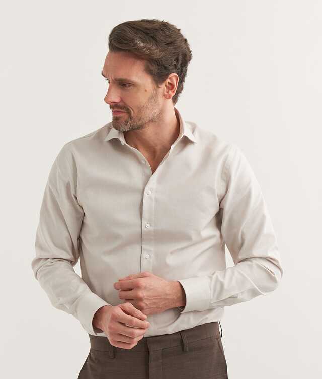 Shirt Stockholm Beige Easy To Iron Twill Shirt  The Shirt Factory