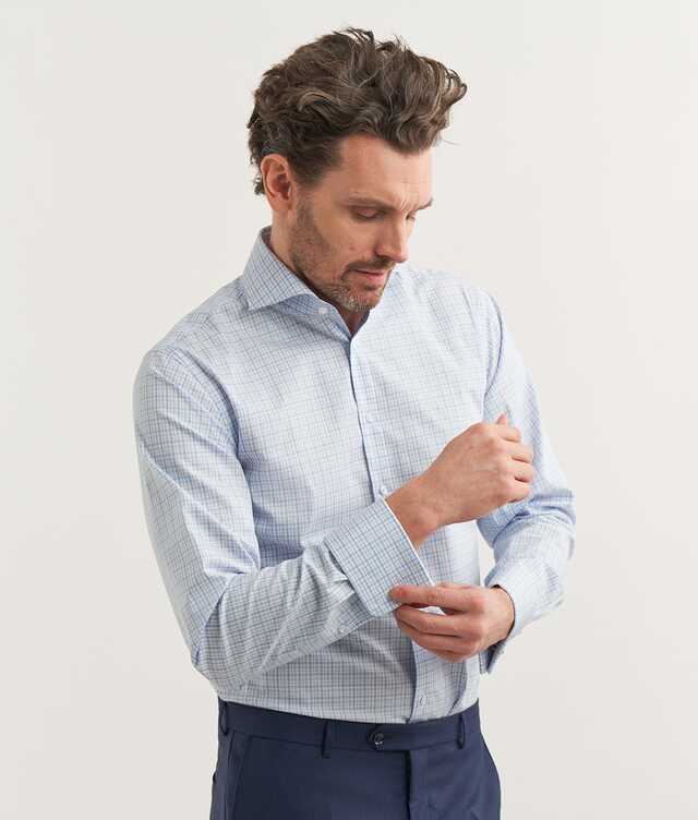 Skjorta Geneva Ljusblå Lättstruken Dobbyskjorta Extra Lång Ärm The Shirt Factory