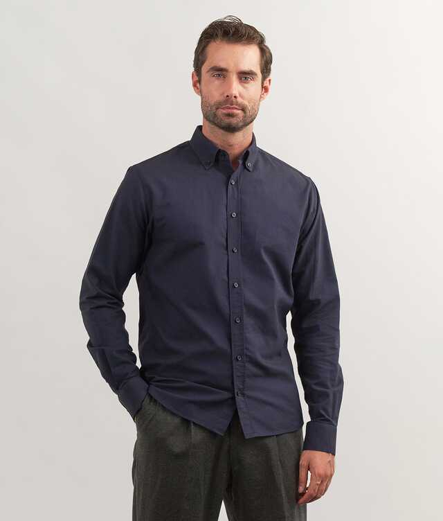 Slim fit - Boston Oxford Dark Blue Organic Shirt
