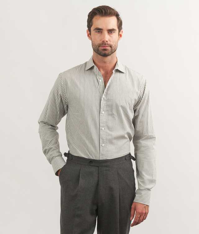 Slim fit - Montmelo Grey Striped Twill Shirt