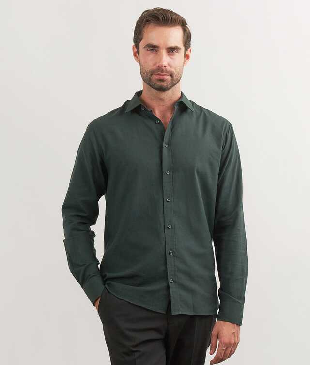 Regular fit - Costello Green Brushed Cotton Shirt 