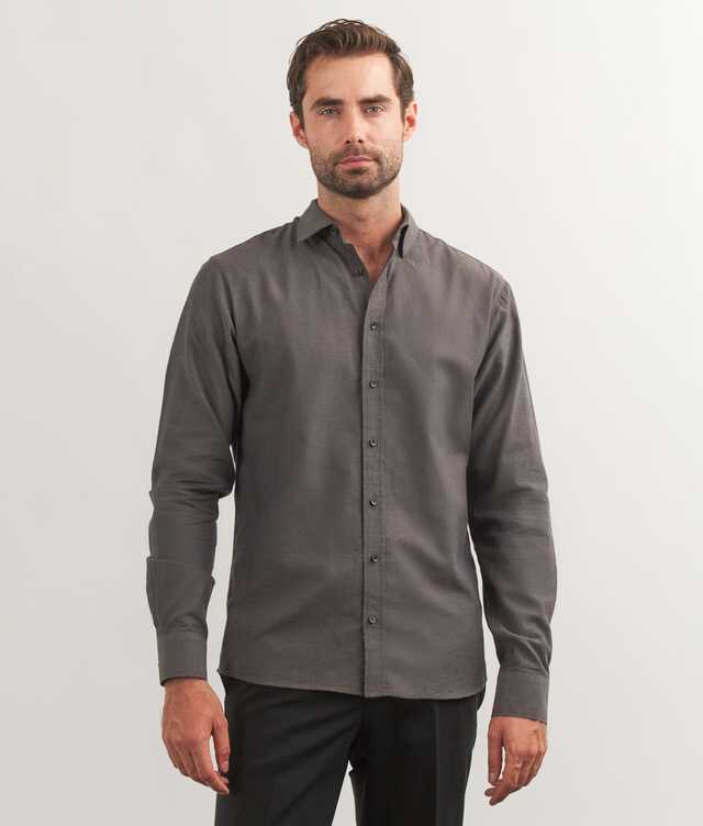 Slim fit - Costello Brown Brushed Cotton Shirt 
