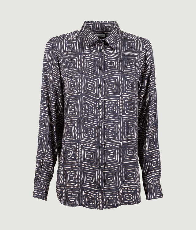 Shirt Ellie Art Deco Blue Blouse The Shirt Factory