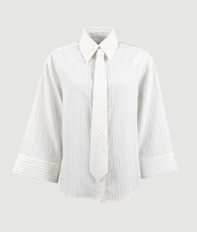 Skjorta Alex Mono Stripe Vit Slipsblus The Shirt Factory