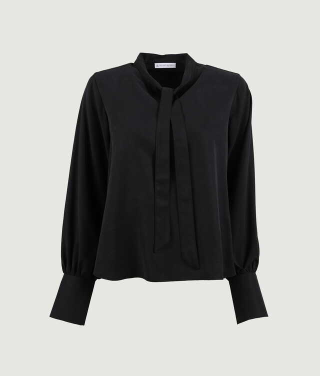 Shirt Jane Soft Tencel Black Tie Blouse The Shirt Factory