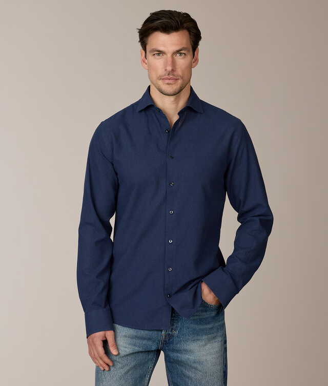 Slim fit - Sorrento Mörkblå Linneskjorta