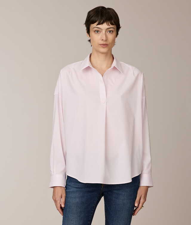 Skjorta Mia Oxford Stripe Ljusrosa Pop Over Skjorta The Shirt Factory