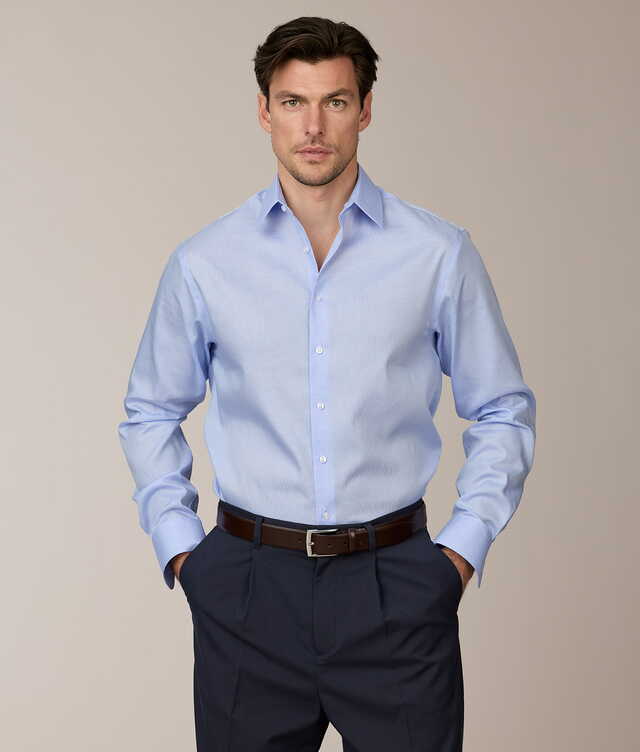 Skjorta Piccadilly Micro Houndstooth Blå Skjorta The Shirt Factory