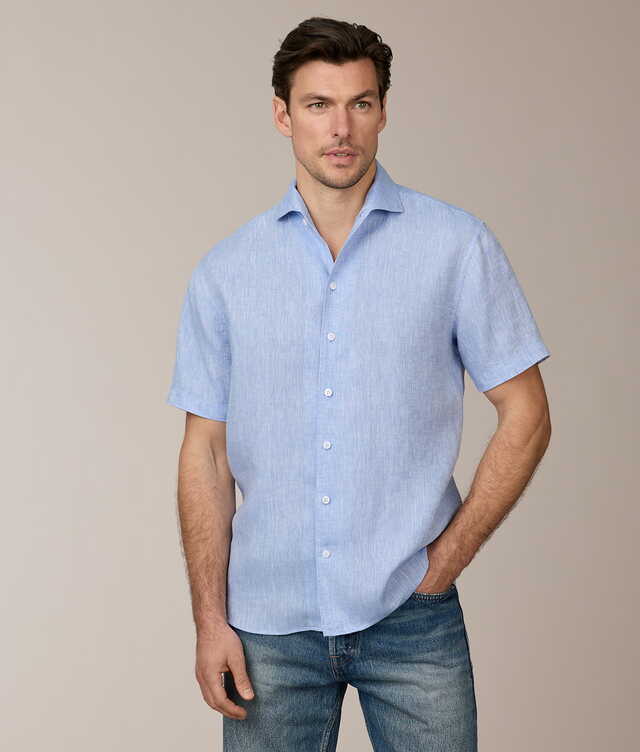 Skjorta Riviera Linen Blå Linneskjorta The Shirt Factory