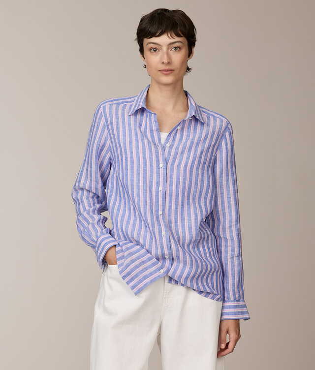 2407 - Ellie Coastal Stripe Blue Shirt