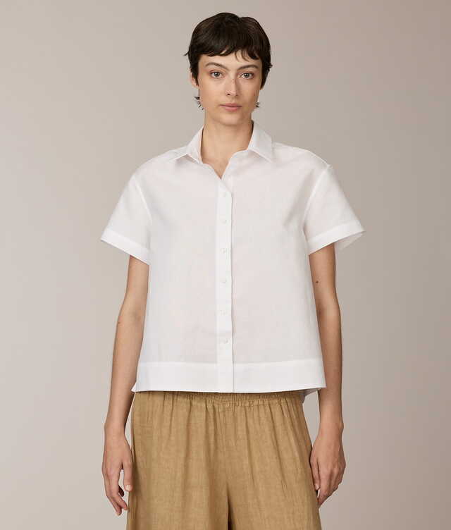 2427 - Esme Portofino Vit Kortärmad Linneskjorta