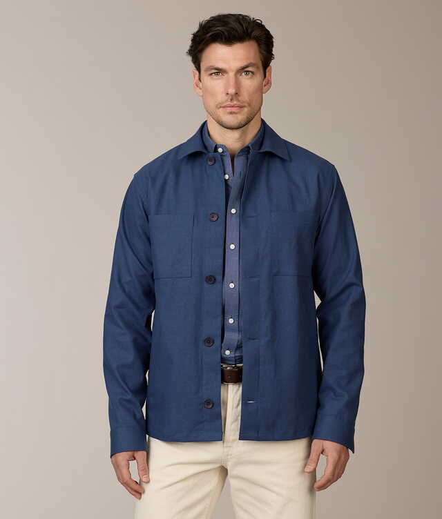 ER - Eric Ivy Linen Dark Blue Overshirt