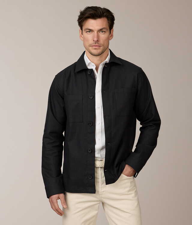 ER - Eric Ivy Linen Svart Overshirt