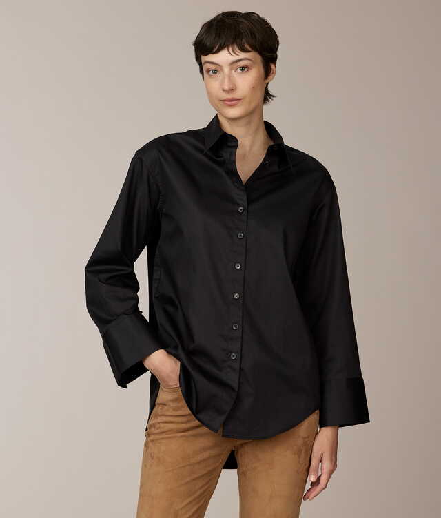 2418 - Caroline Cotton Poplin Svart Skjorta